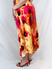 Roberto Cavalli SS 2002 Orange Floral Print Top & Skirt Set - M