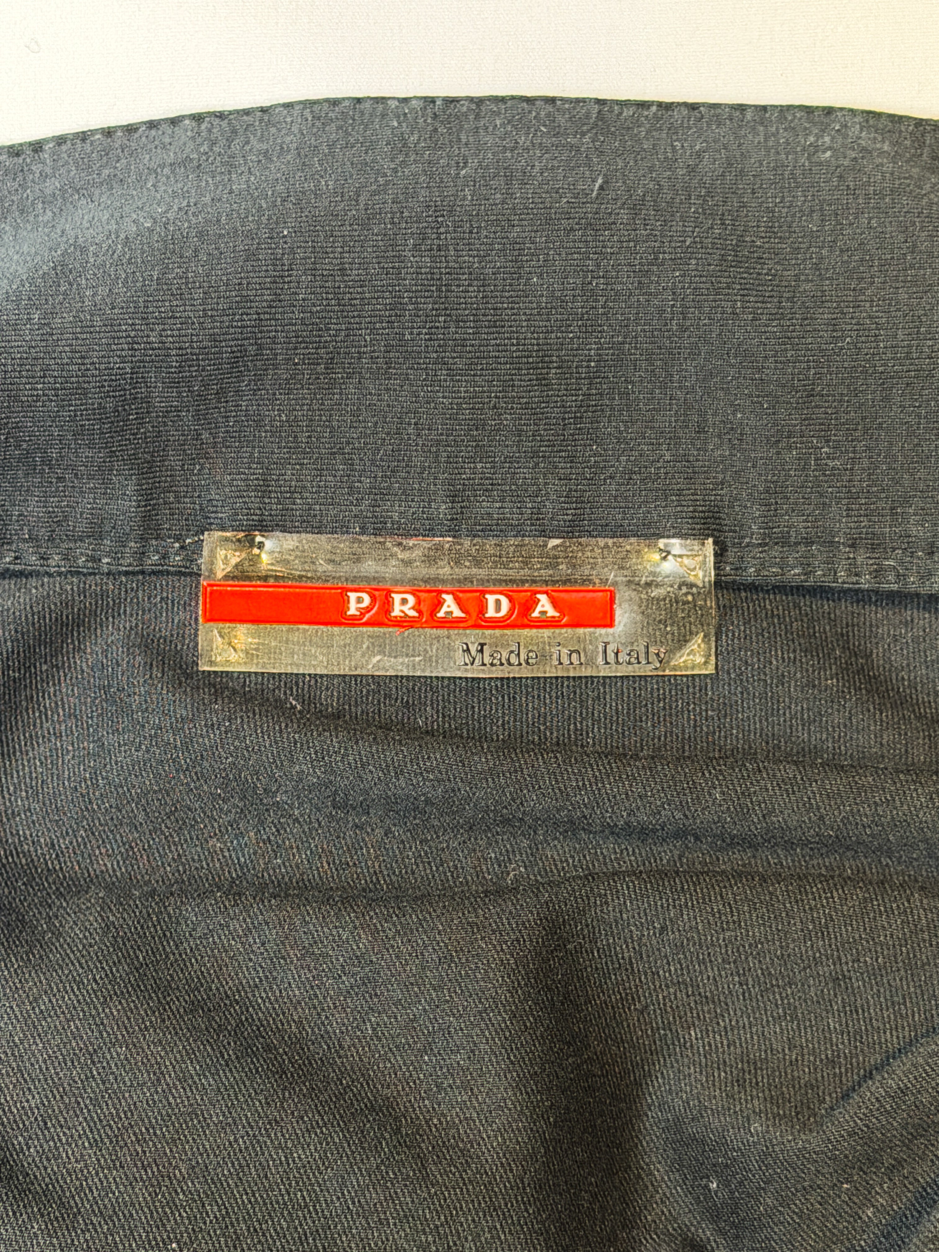 Prada Sport Linea Rossa Late 1990s Black Stretch Open Collar Long Sleeve Top - M