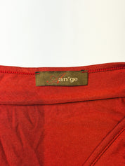 An'ge 2000s Rust Red Plunge Neck Beaded Jersey Tank - M-L