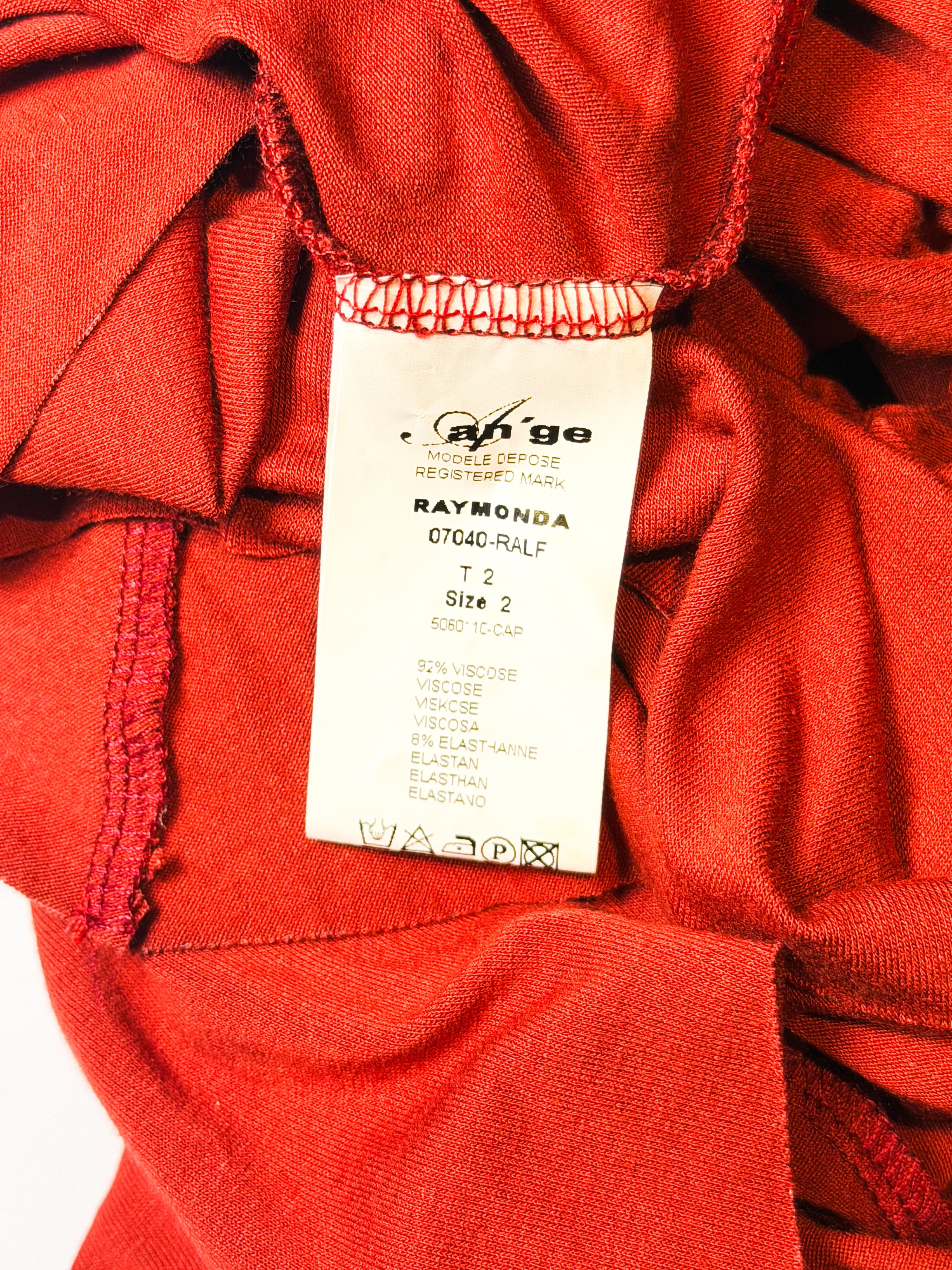 An'ge 2000s Rust Red Plunge Neck Beaded Jersey Tank - M-L