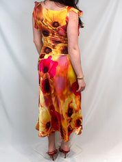 Roberto Cavalli SS 2002 Orange Floral Print Top & Skirt Set - M