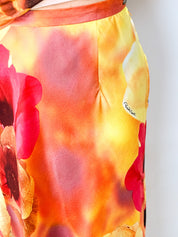 Roberto Cavalli SS 2002 Orange Floral Print Top & Skirt Set - M