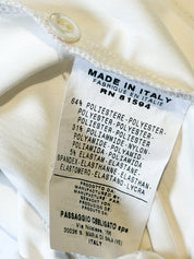 Naracamicie 2000s White Satin Pleated Shawl Collar Shirt - M