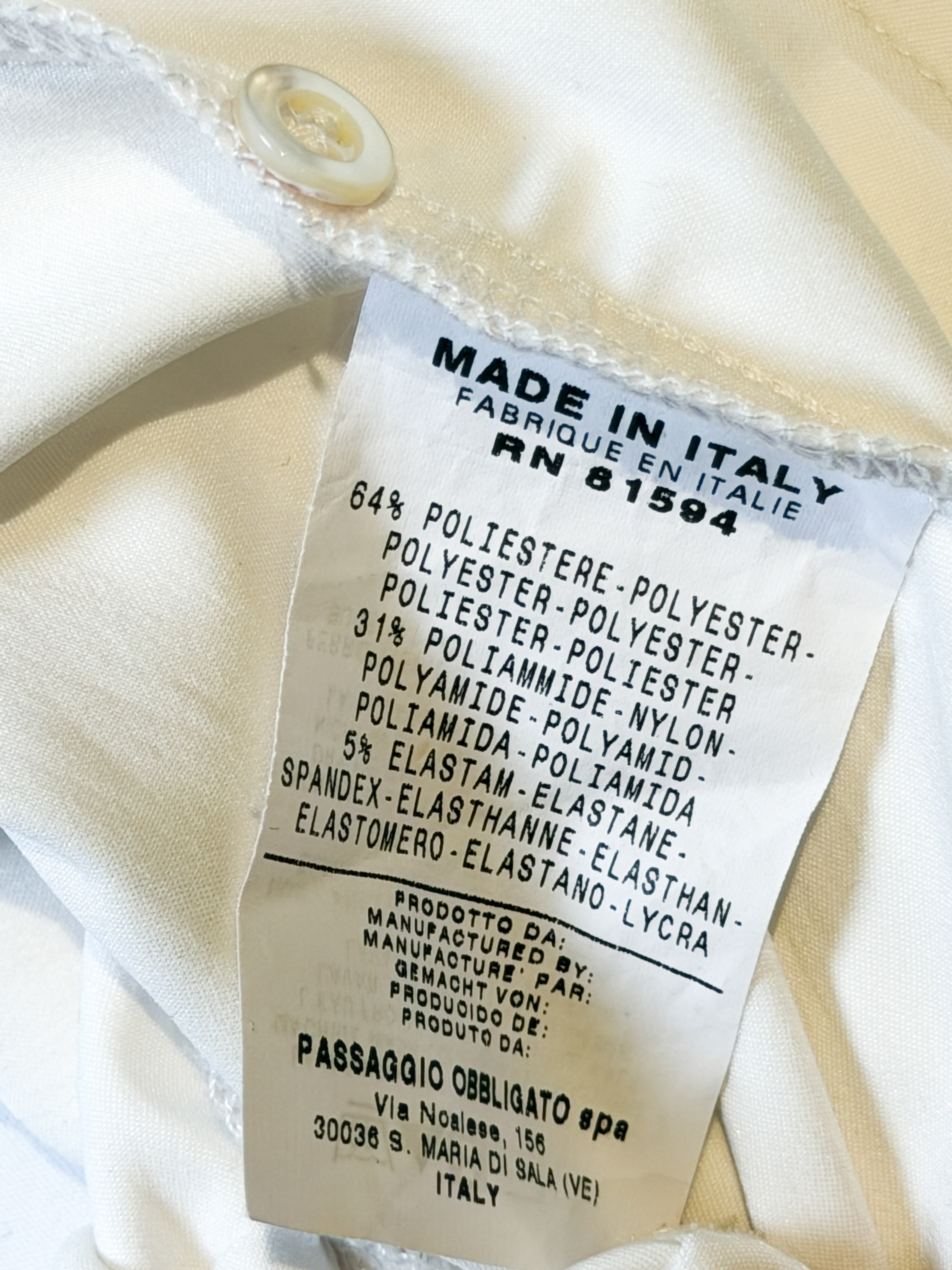 Naracamicie 2000s White Satin Pleated Shawl Collar Shirt - M