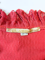 Class Roberto Cavalli 2000s Coral Perforated Leather Crochet-Trim Jacket - M
