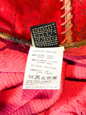 Class Roberto Cavalli 2000s Coral Perforated Leather Crochet-Trim Jacket - M