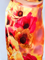 Roberto Cavalli SS 2002 Orange Floral Print Top & Skirt Set - M