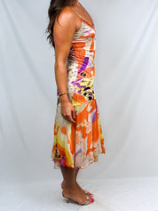 Class Roberto Cavalli 2000s Beaded Print Bias Midi Dress - S/M