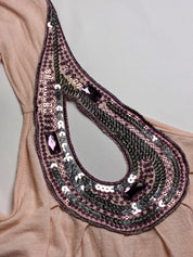 Patrizia Pepe Firenze 2000s Blush Beaded Teardrop One Shoulder Top - XS-M