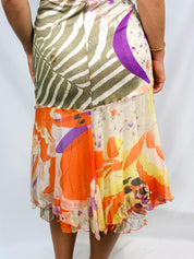Class Roberto Cavalli 2000s Beaded Print Bias Midi Dress - S/M