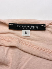 Patrizia Pepe Firenze 2000s Blush Beaded Teardrop One Shoulder Top - XS-M