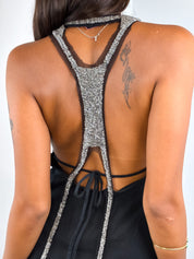 Fornarina 2000s Black Beaded Open Back Tank - XS/S