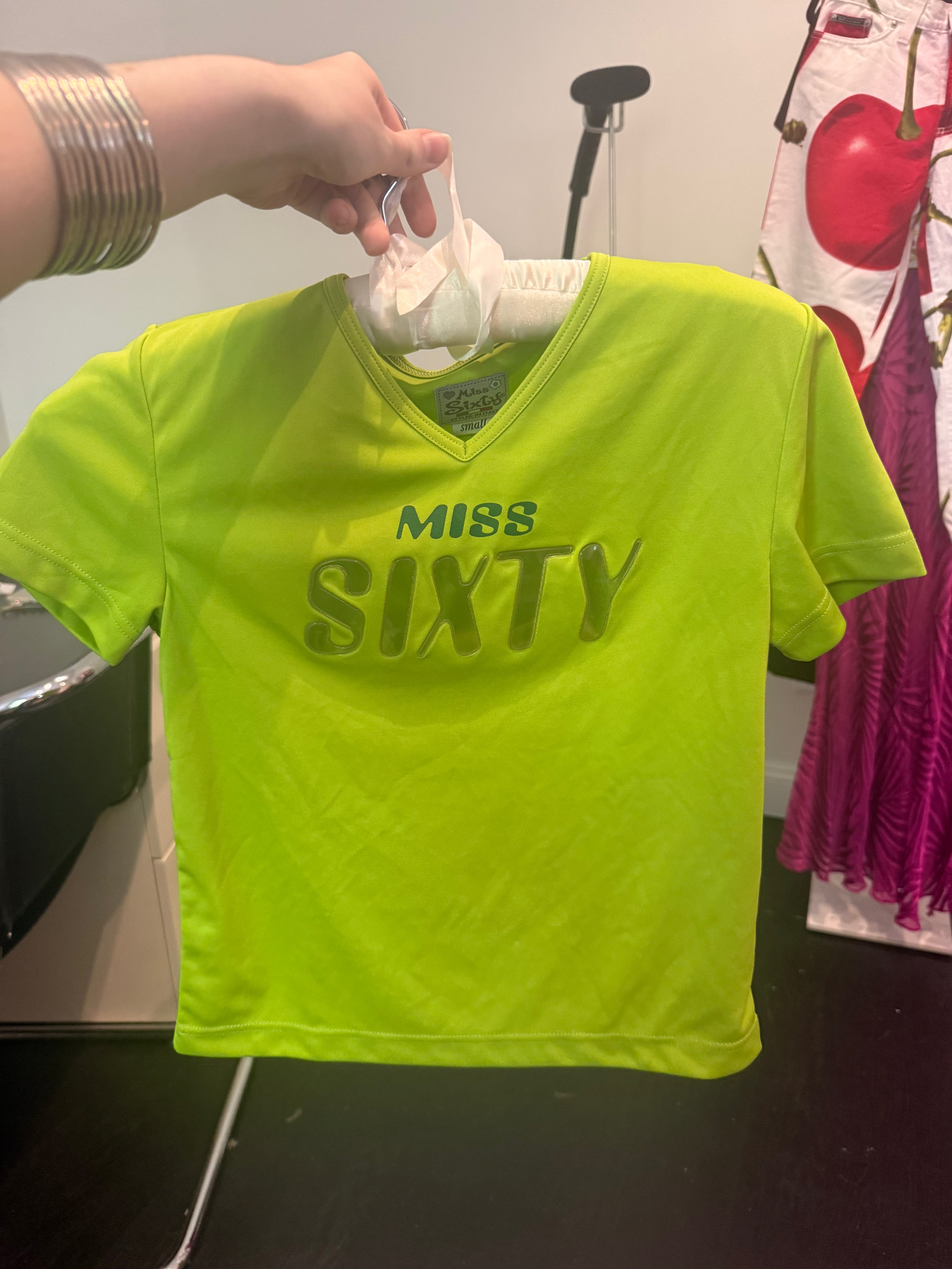 Miss Sixty Green Tee with "Miss Sixty" Text