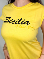 Dolce & Gabbana Beachwear 2007 Yellow "Sicilia I Love You" T-Shirt Dress - M