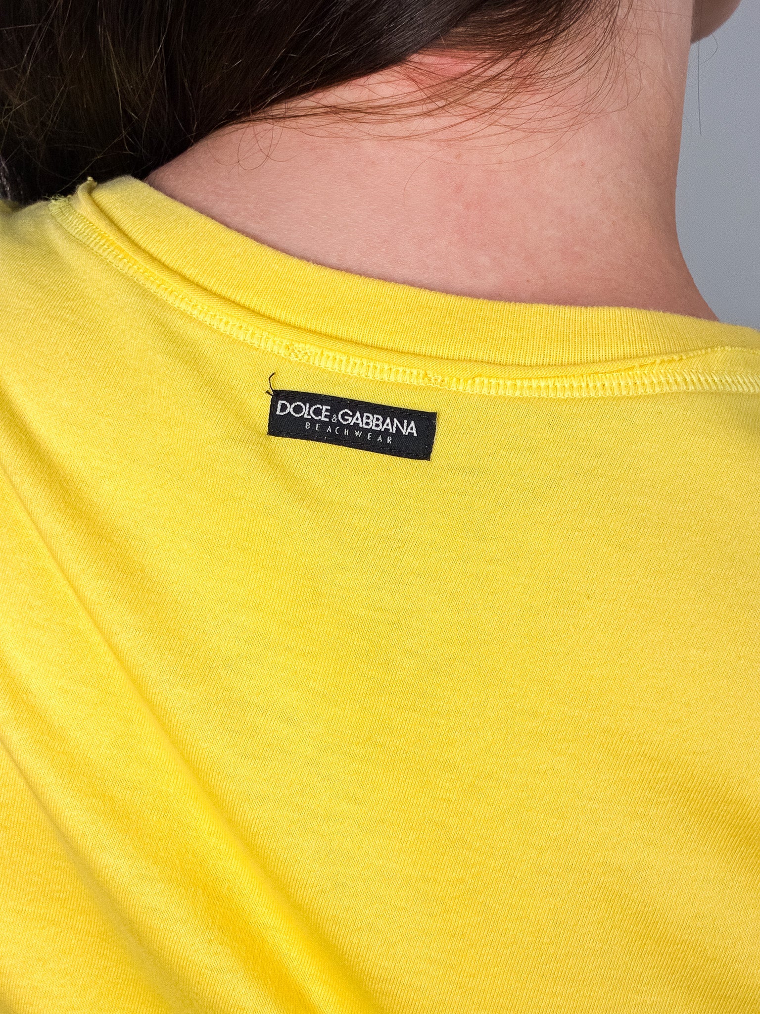 Dolce & Gabbana Beachwear 2007 Yellow "Sicilia I Love You" T-Shirt Dress - M