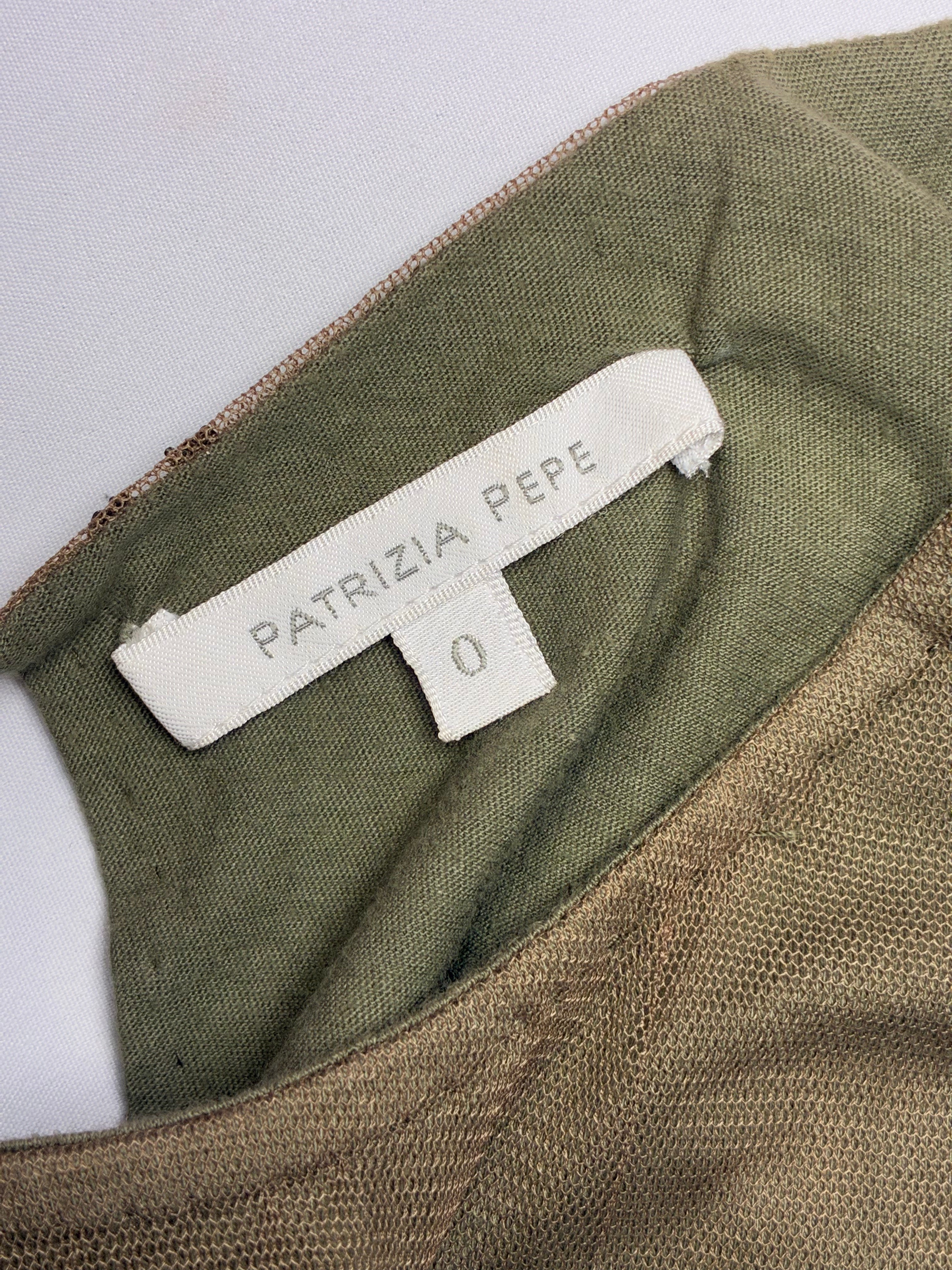 Patrizia Pepe 2000s Olive Sequin Cold-Shoulder Top - S/M