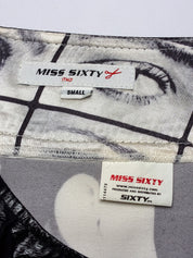 Miss Sixty 2000s Black & White Face Print Mini Skirt - S/M