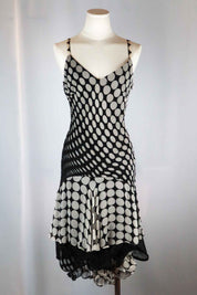 Bagliori Silk Polka Dot Beaded Dress – M