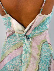2000s Aqua Lilac Lurex Silk Bias Slip Dress - S