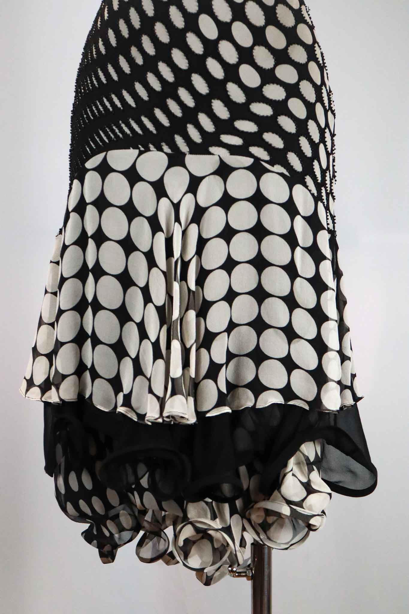 Bagliori Silk Polka Dot Beaded Dress – M