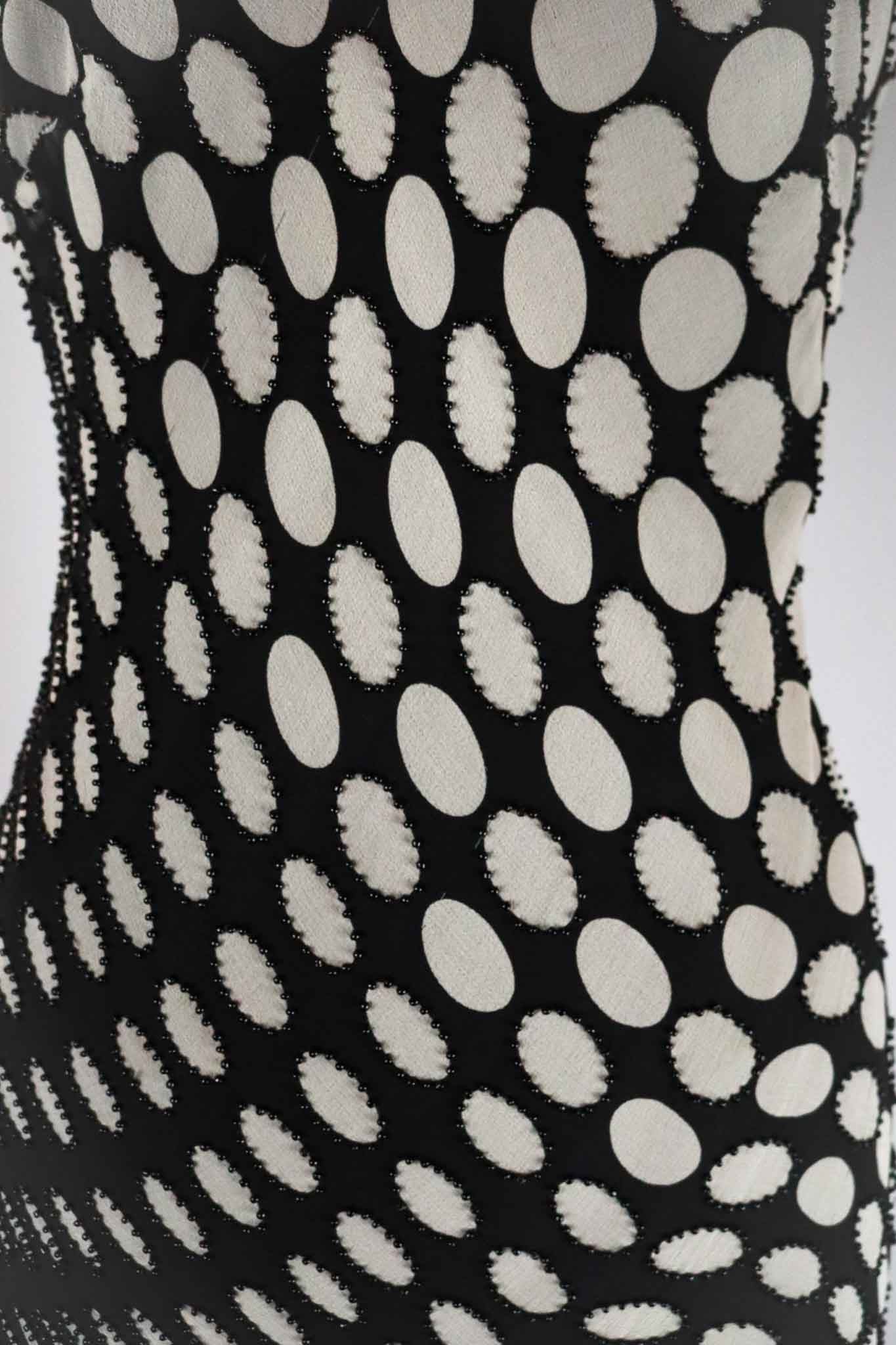 Bagliori Silk Polka Dot Beaded Dress – M
