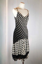Bagliori Silk Polka Dot Beaded Dress – M