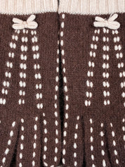 Moschino 2000s Brown Wool Knit Gloves with Bow Detail