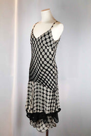 Bagliori Silk Polka Dot Beaded Dress – M