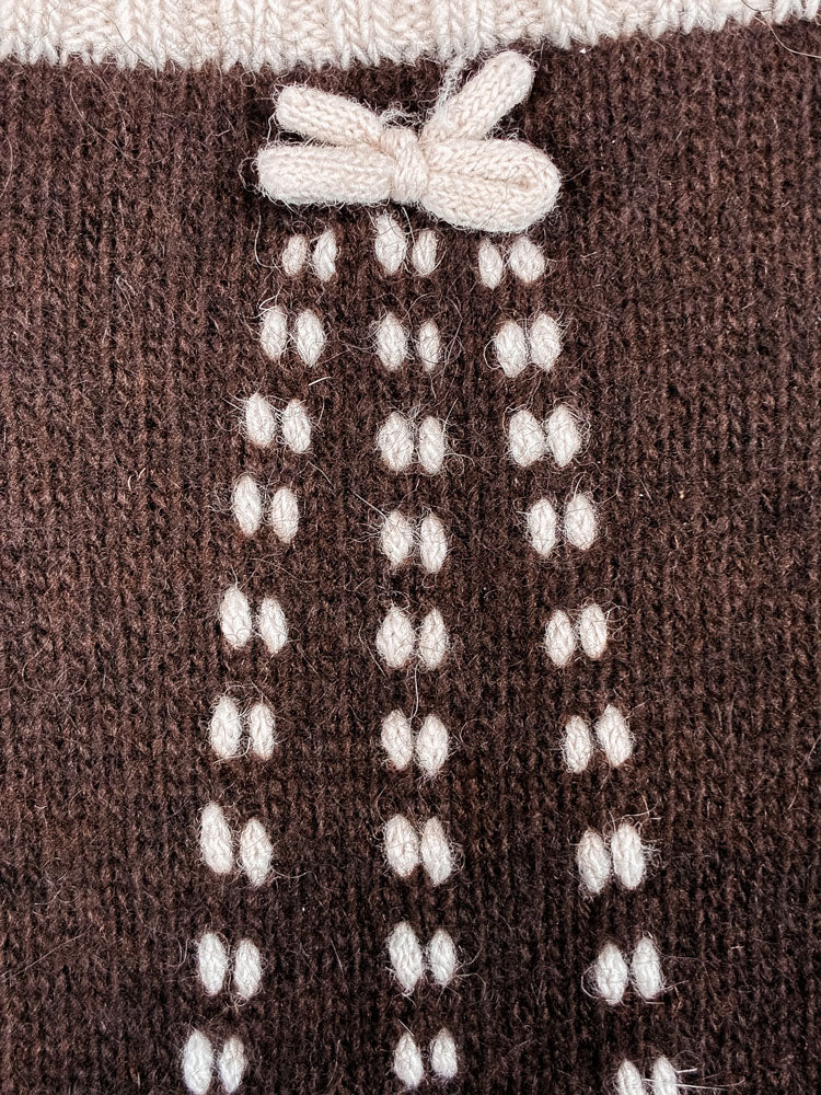 Moschino 2000s Brown Wool Knit Gloves with Bow Detail