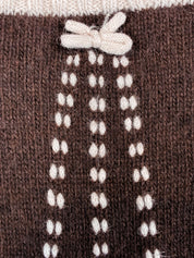 Moschino 2000s Brown Wool Knit Gloves with Bow Detail
