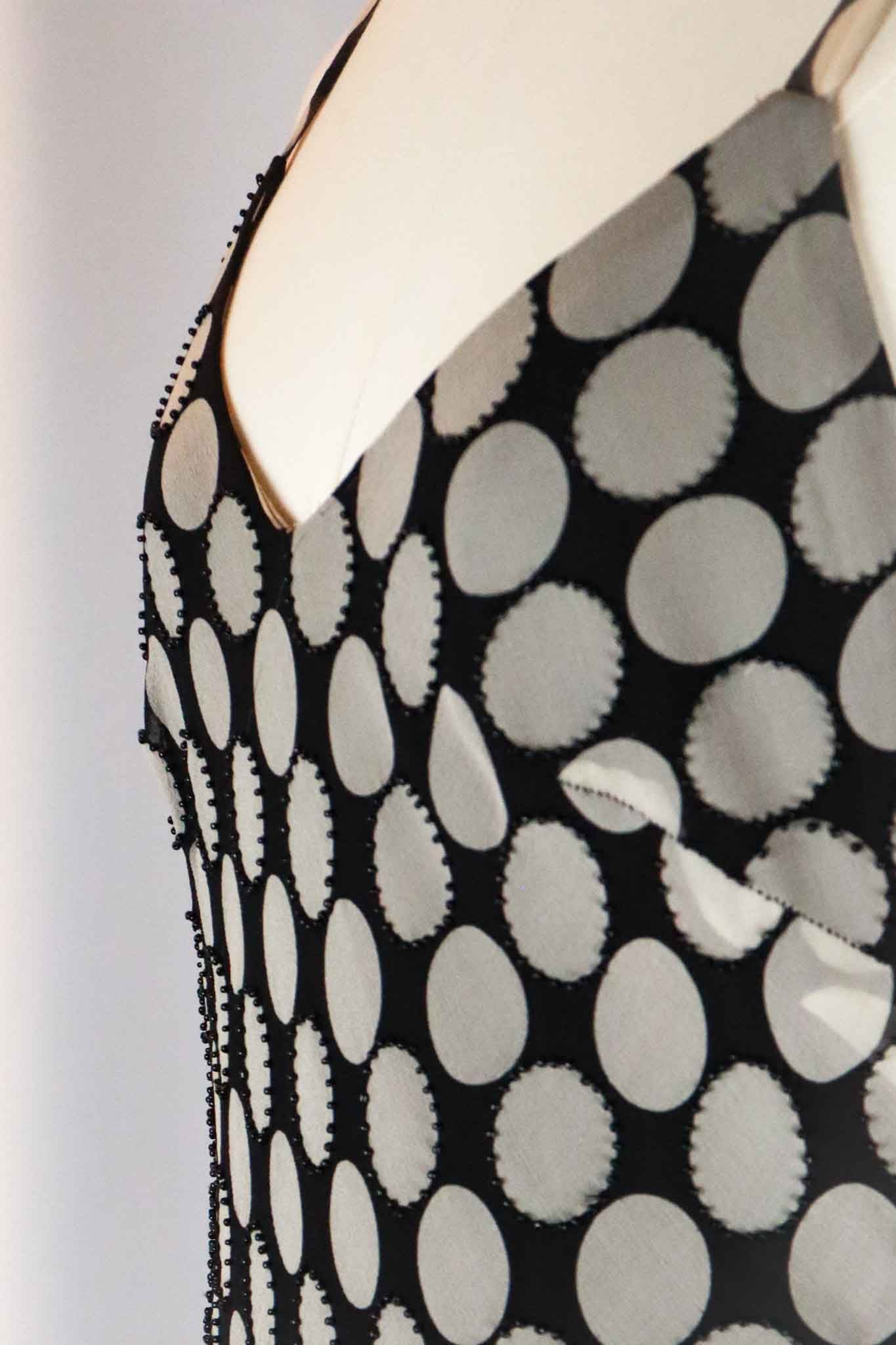 Bagliori Silk Polka Dot Beaded Dress – M