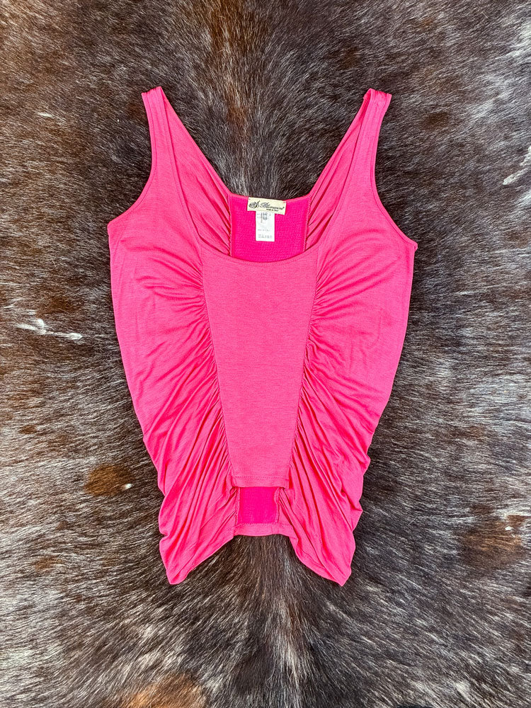 Blumarine 2000s Hot Pink Ruched Modal Tank Top