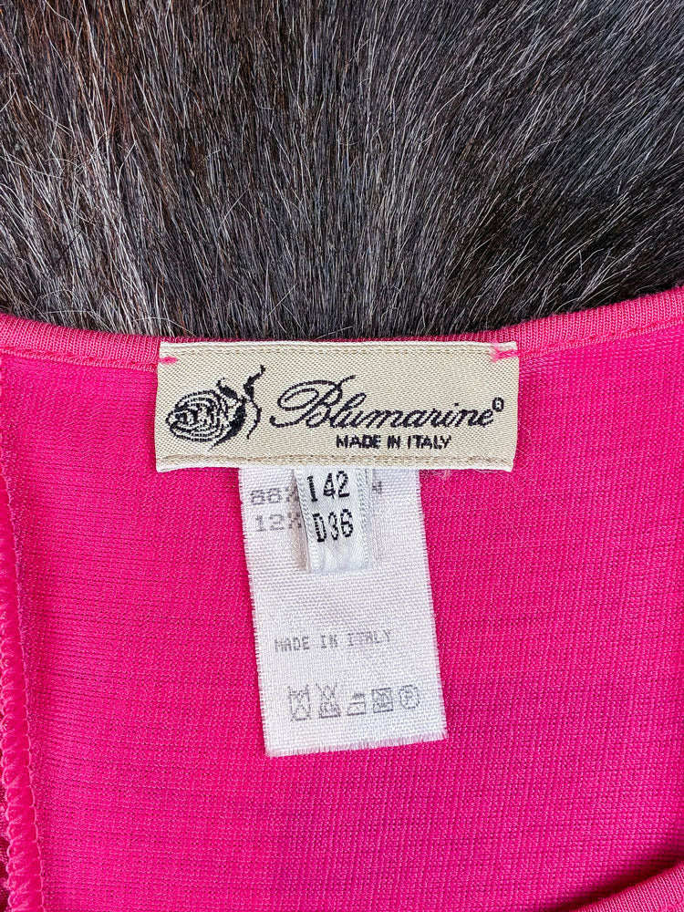 Blumarine 2000s Hot Pink Ruched Modal Tank Top