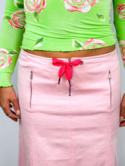 Richmond Denim 2000s Pink Zip-Pocket A-Line Midi Skirt - M