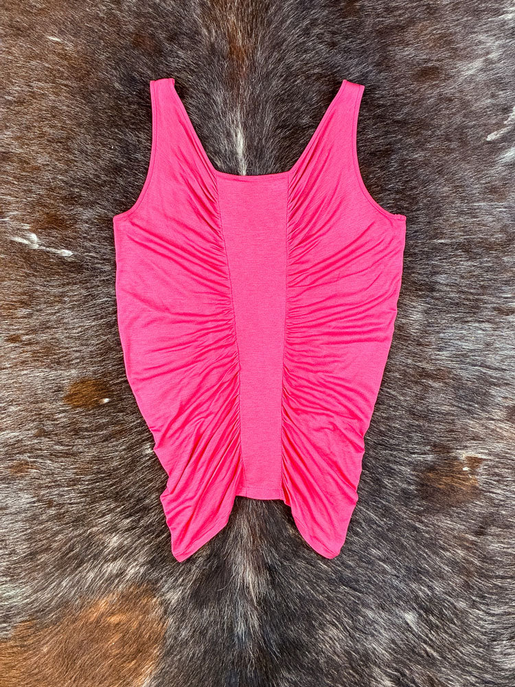 Blumarine 2000s Hot Pink Ruched Modal Tank Top