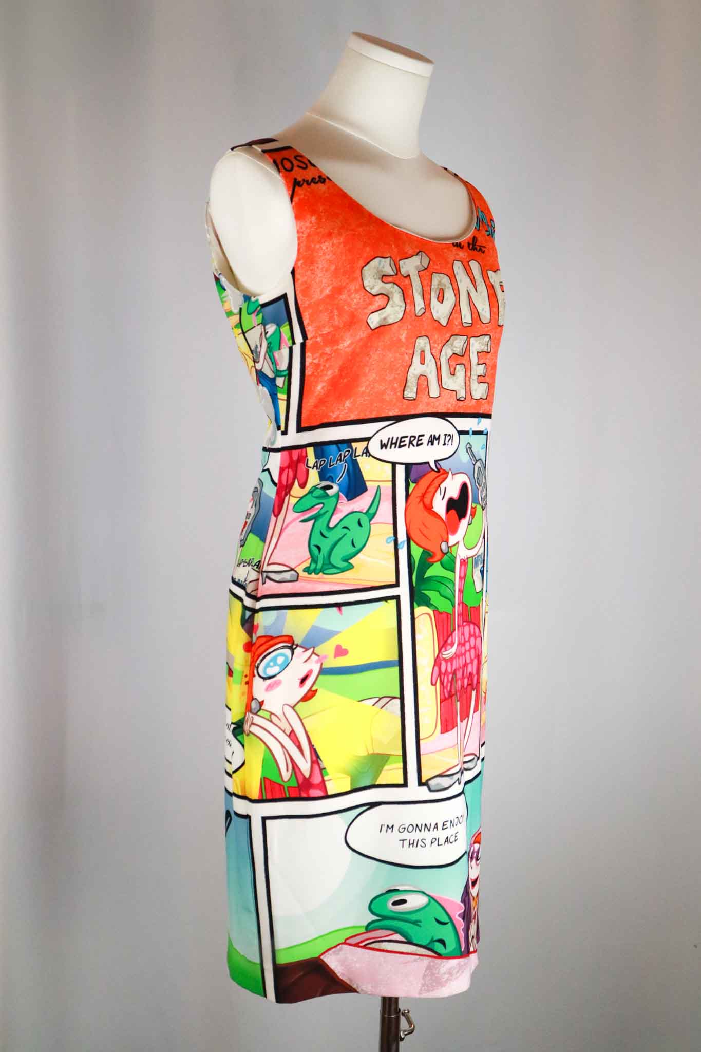 Moschino Cheap & Chic 2007 Flintstones Cartoon Comic Dress – M