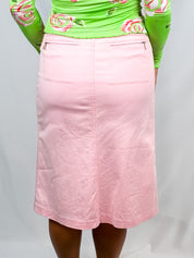 Richmond Denim 2000s Pink Zip-Pocket A-Line Midi Skirt - M