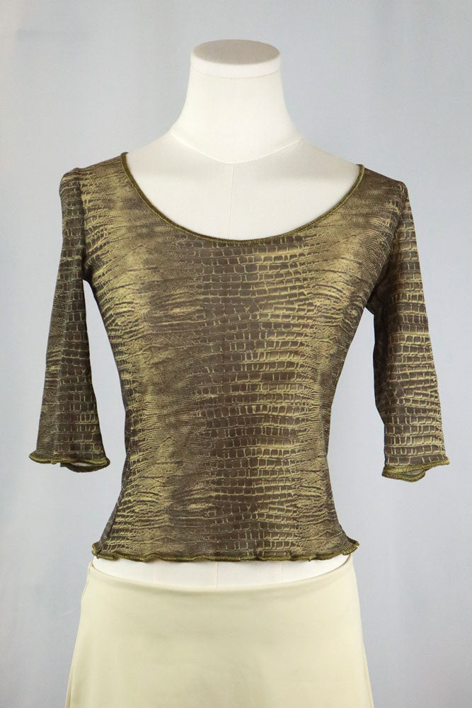Roberto Cavalli Sheer Snake Skin Print Top