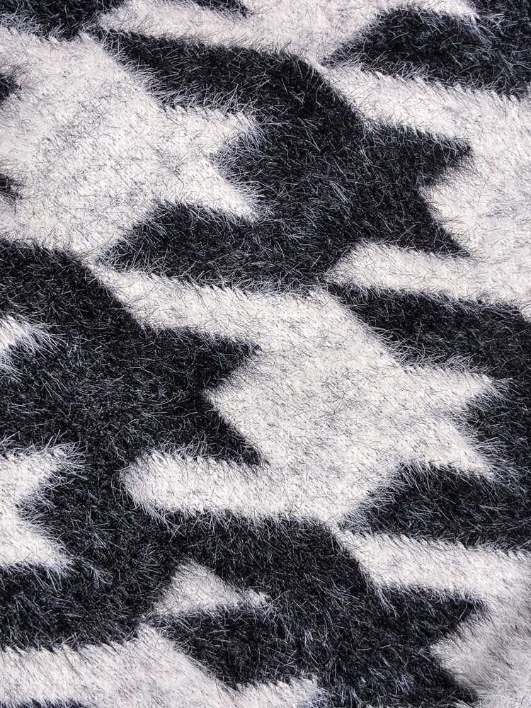 2000s Houndstooth Faux Fur Collar Wrap Coat