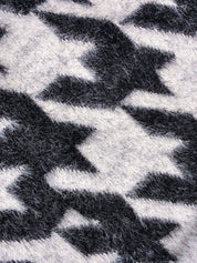 2000s Houndstooth Faux Fur Collar Wrap Coat