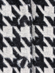 2000s Houndstooth Faux Fur Collar Wrap Coat