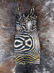 Roberto Cavalli 2000s Gold Zebra Print Bustier Mini Dress