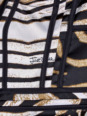 Roberto Cavalli 2000s Gold Zebra Print Bustier Mini Dress