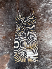 Roberto Cavalli 2000s Gold Zebra Print Bustier Mini Dress