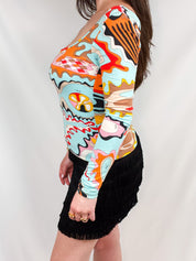 Emilio Pucci 2000s Abstract Swirl Print Long-Sleeve Top - M