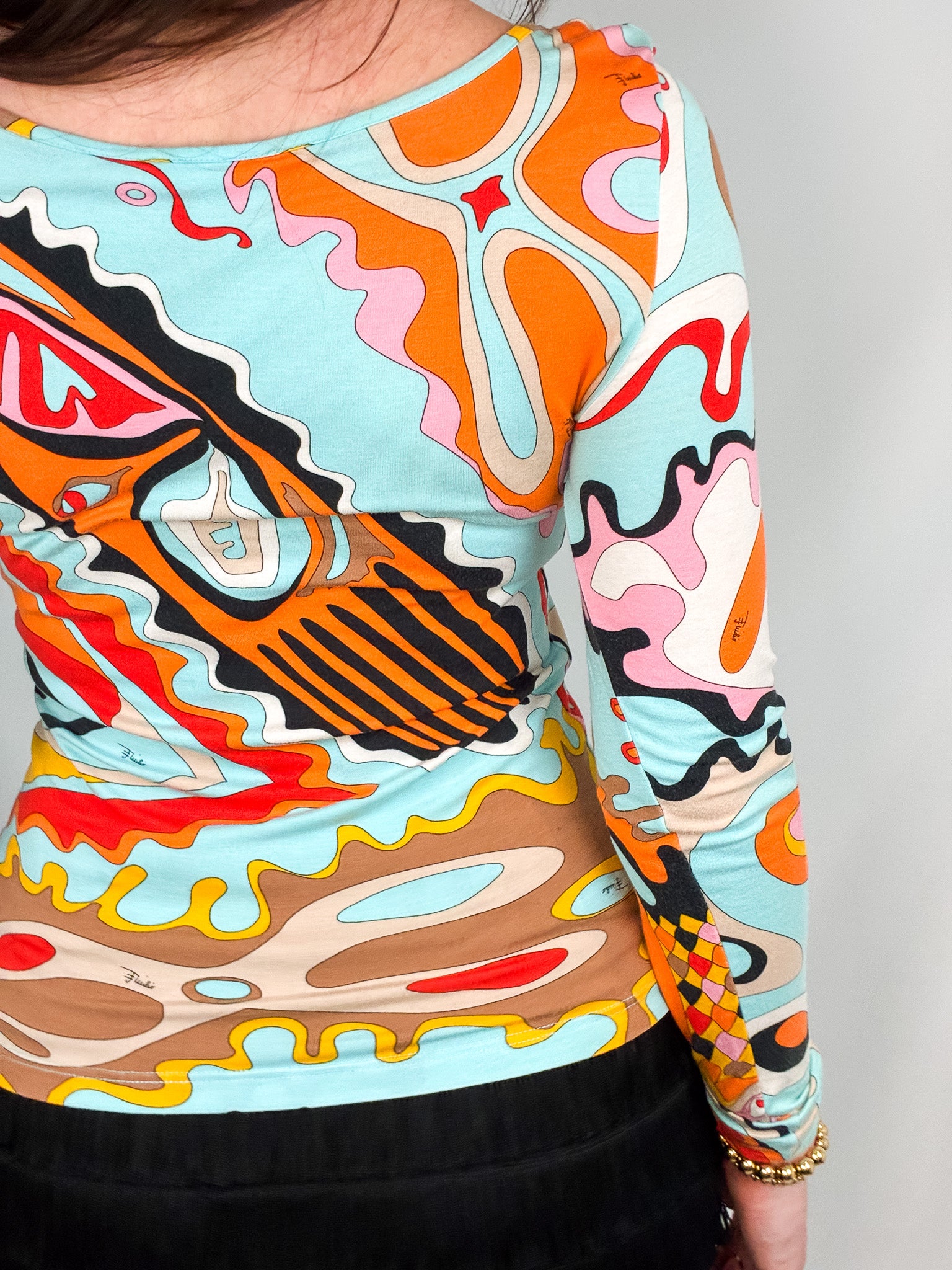 Emilio Pucci 2000s Abstract Swirl Print Long-Sleeve Top - M