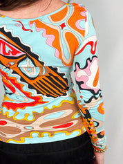 Emilio Pucci 2000s Abstract Swirl Print Long-Sleeve Top - M