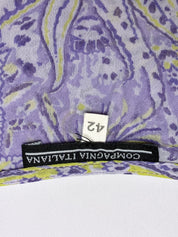 Compagnia Italiana 2000s Lilac Paisley Ruffle Wrap Top and Tiered Mini Skirt Set - XS/S