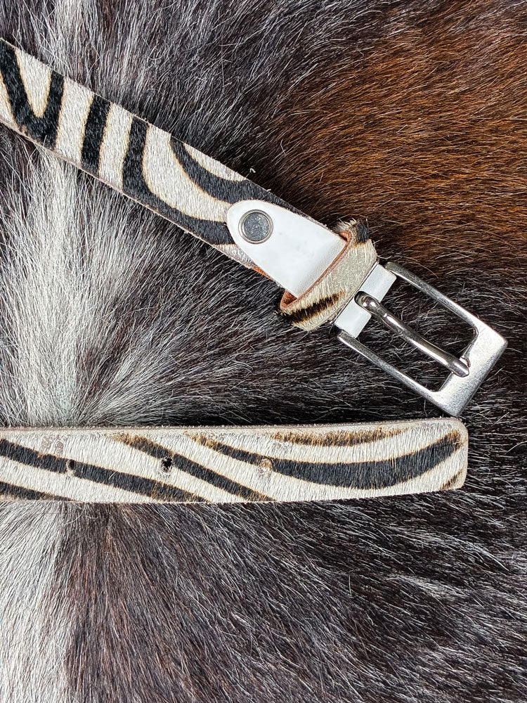 Zebra Print Haircalf Leather Belt