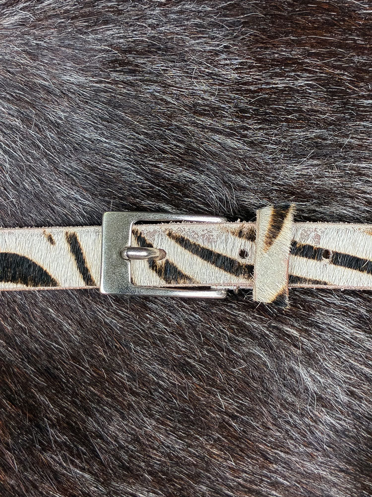 Zebra Print Haircalf Leather Belt